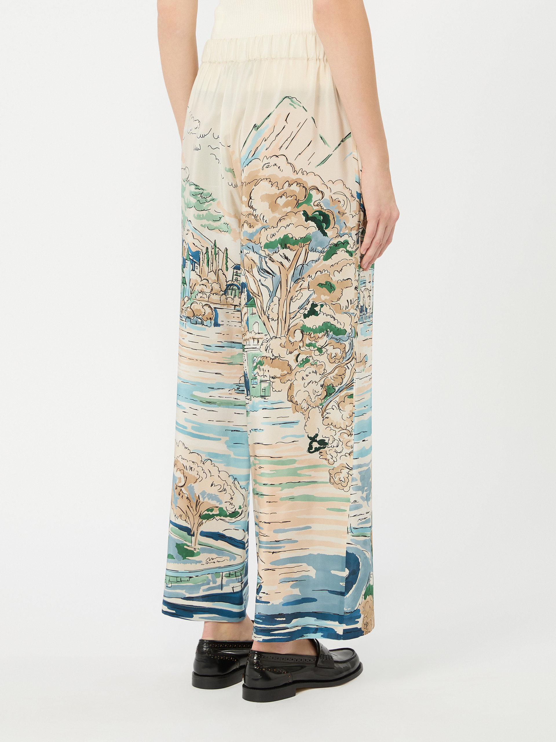 Printed silk cropped trousers - LIGHT BLUE - Weekend Max Mara - 3