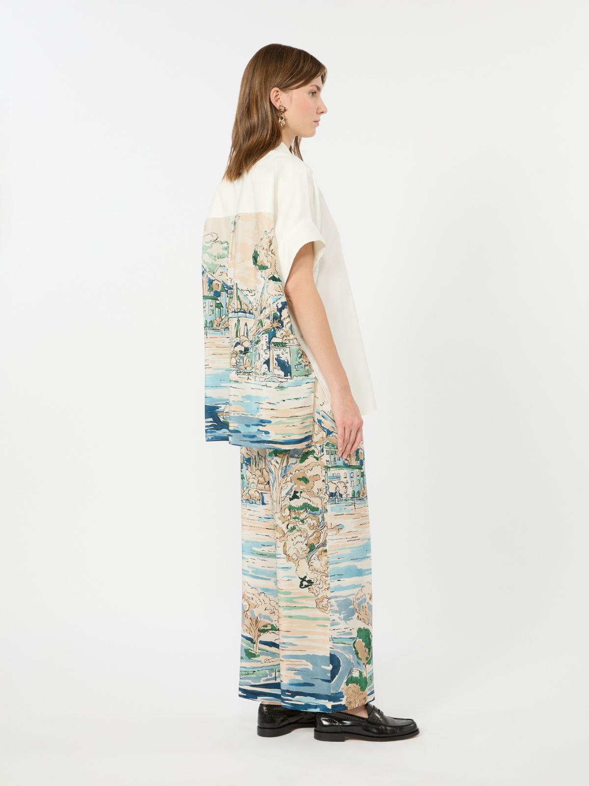 Printed silk cropped trousers - LIGHT BLUE - Weekend Max Mara