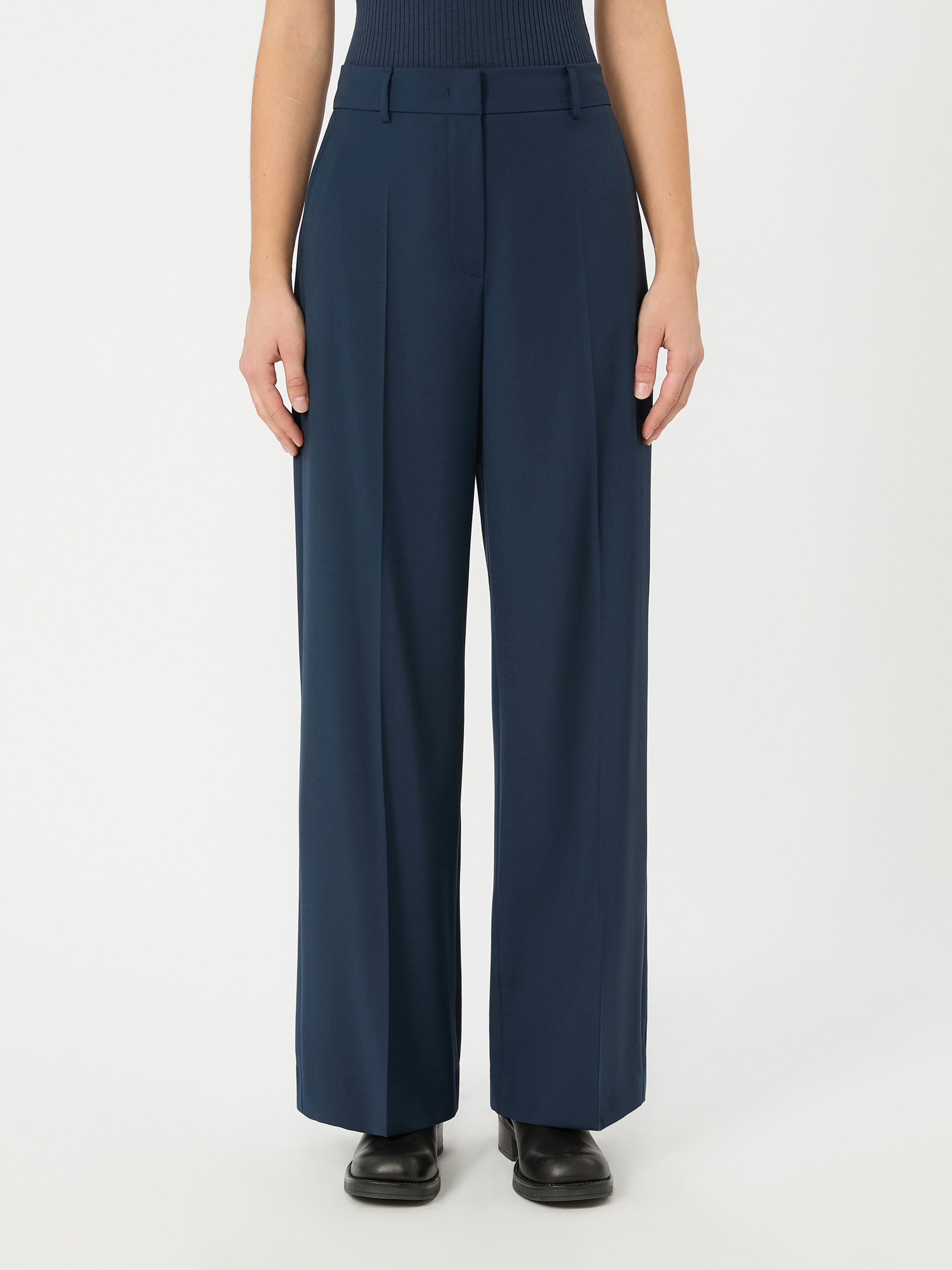 Stretch wool palazzo trousers - NAVY - Weekend Max Mara - 2