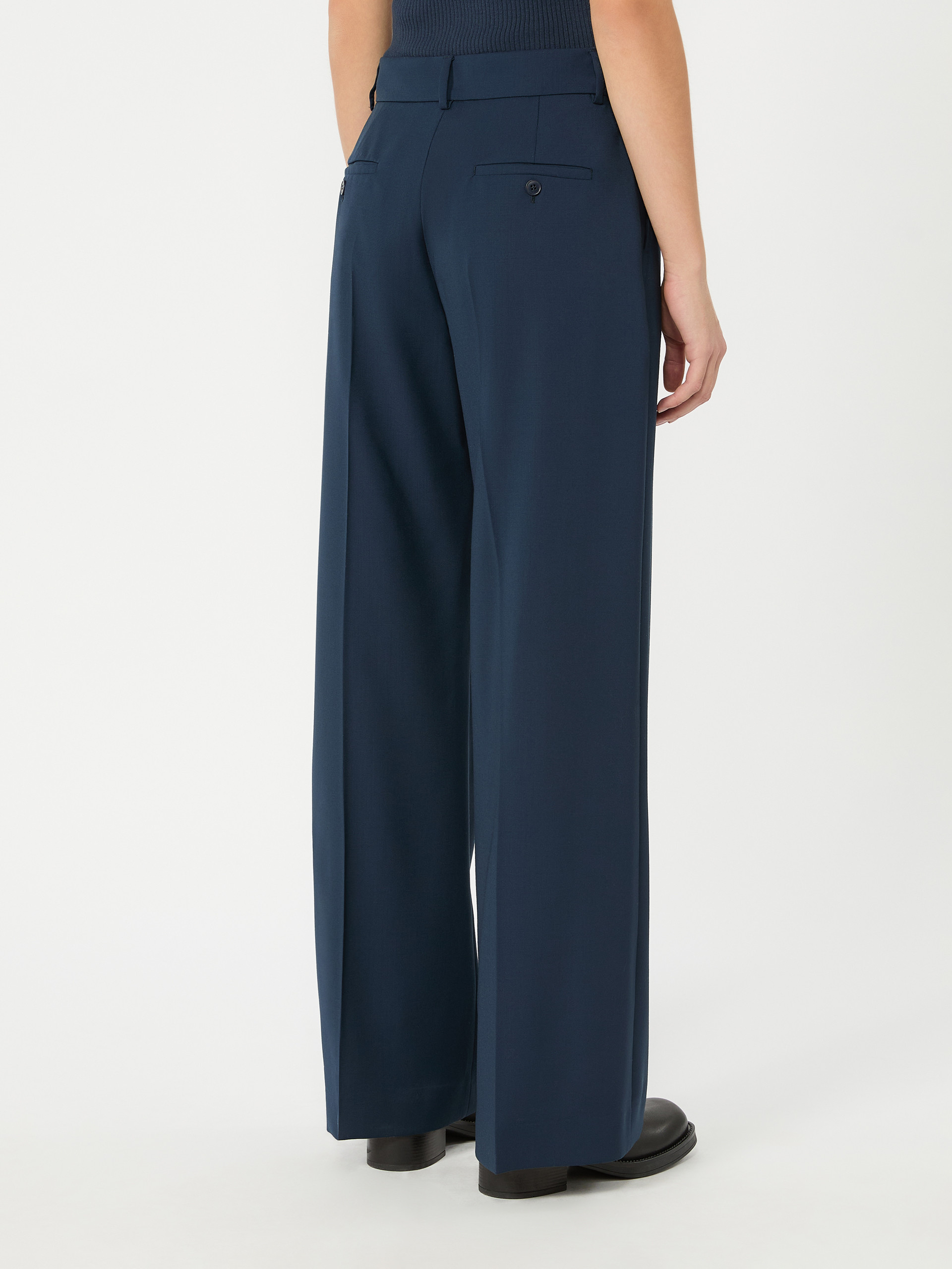 Stretch wool palazzo trousers - NAVY - Weekend Max Mara - 3