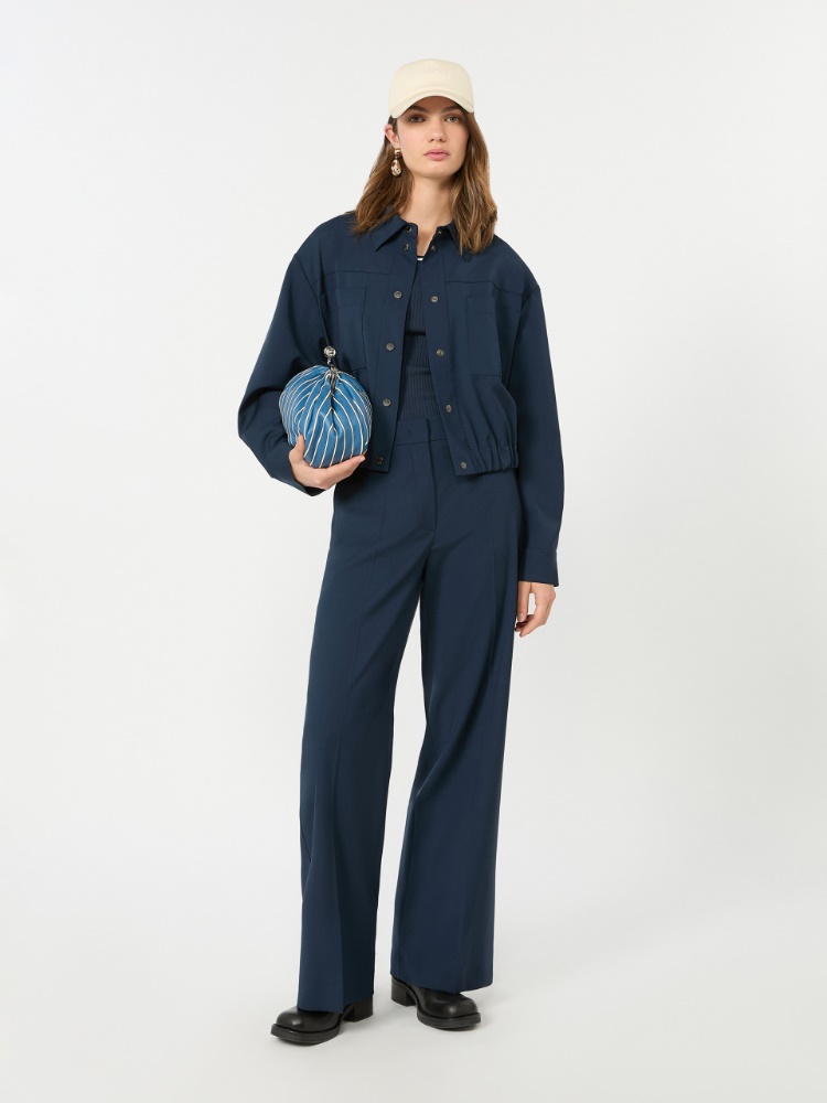 Stretch wool palazzo trousers - NAVY - Weekend Max Mara