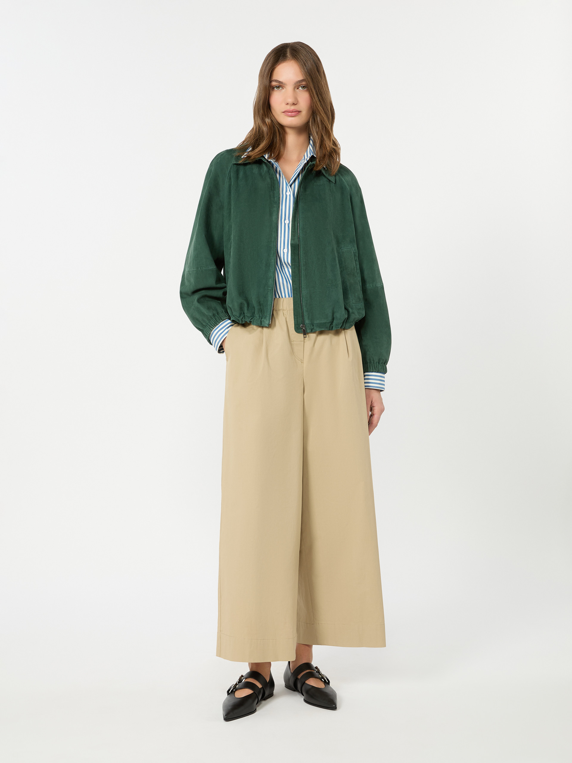 Flared cotton gabardine trousers - BEIGE - Weekend Max Mara