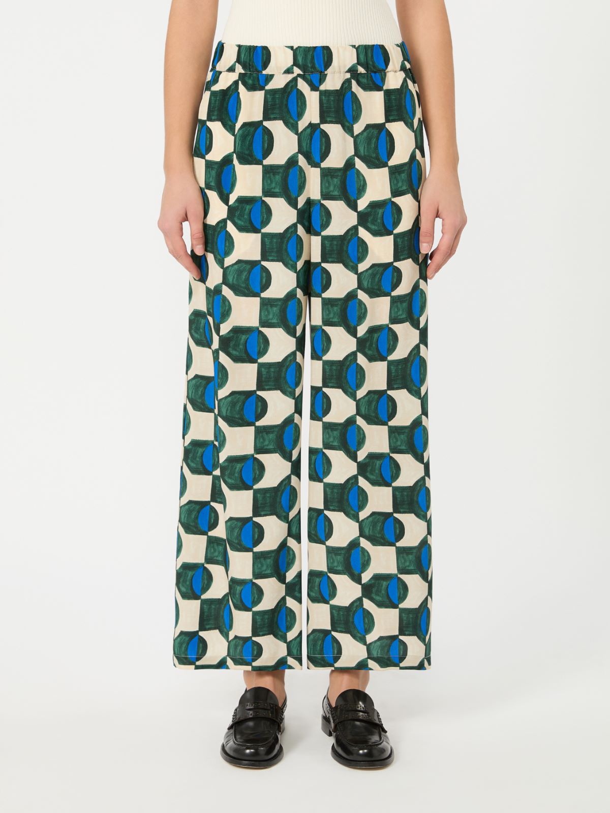 Printed crepe de chine trousers - DARK GREEN - Weekend Max Mara - 2
