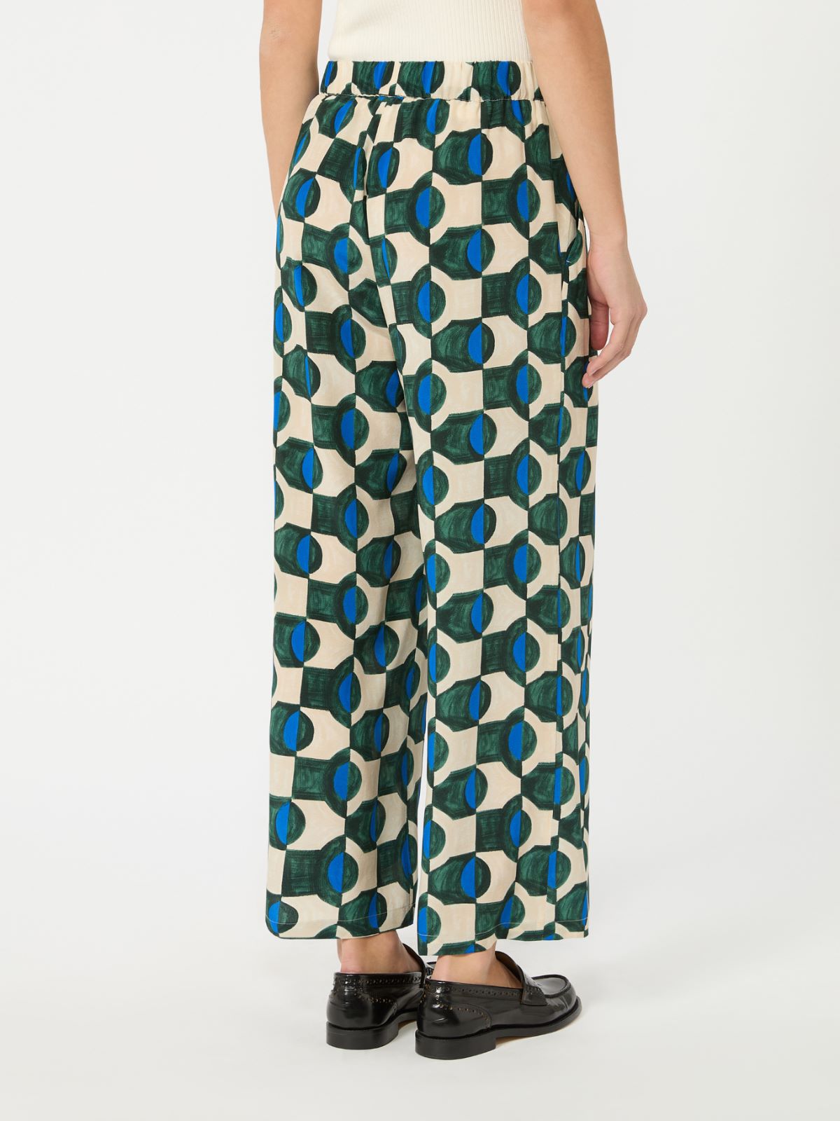 Printed crepe de chine trousers - DARK GREEN - Weekend Max Mara - 3