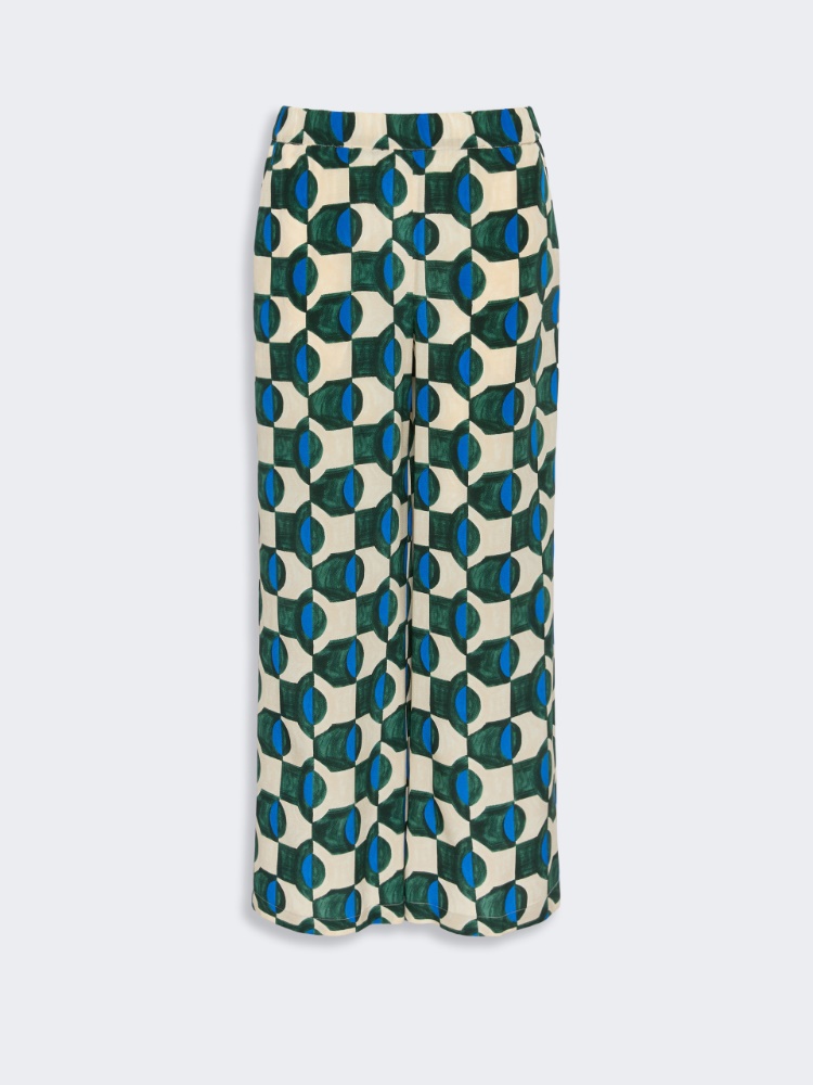 Printed crepe de chine trousers - DARK GREEN - Weekend Max Mara - 5