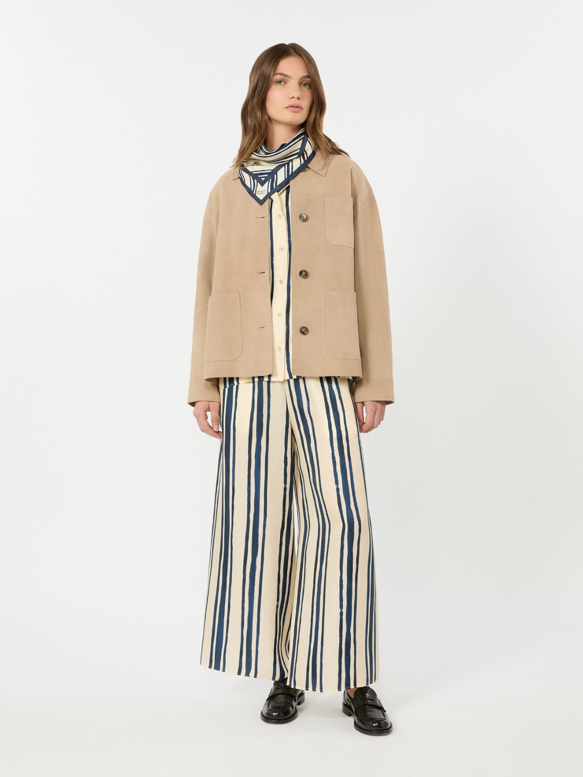 Silk twill trousers - NAVY - Weekend Max Mara