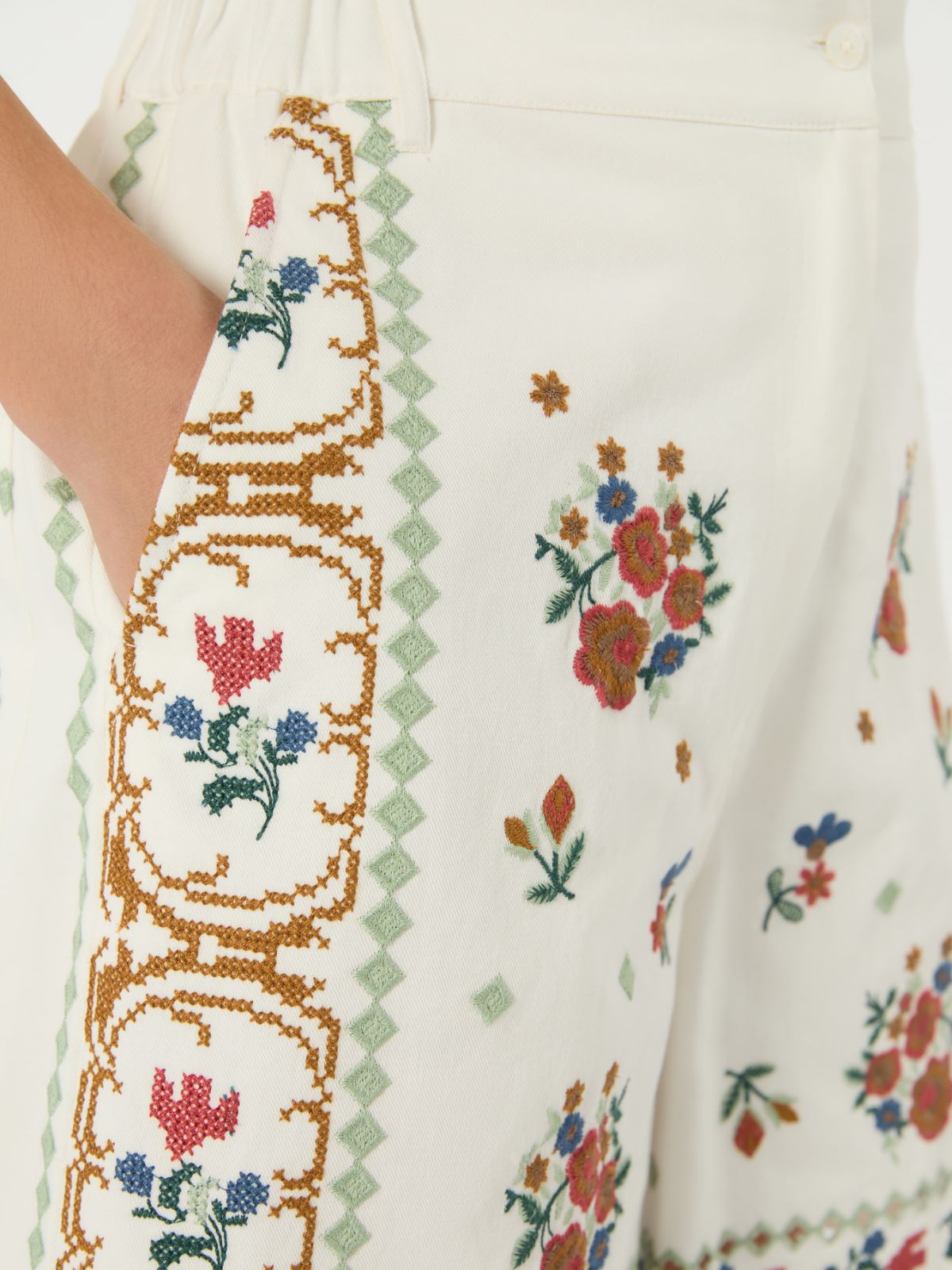 Embroidered cotton Bermuda shorts - WHITE - Weekend Max Mara - 4