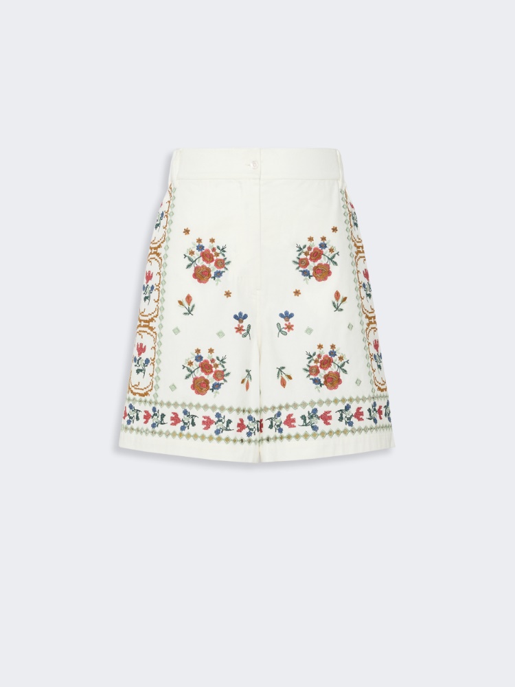 Embroidered cotton Bermuda shorts - WHITE - Weekend Max Mara - 2
