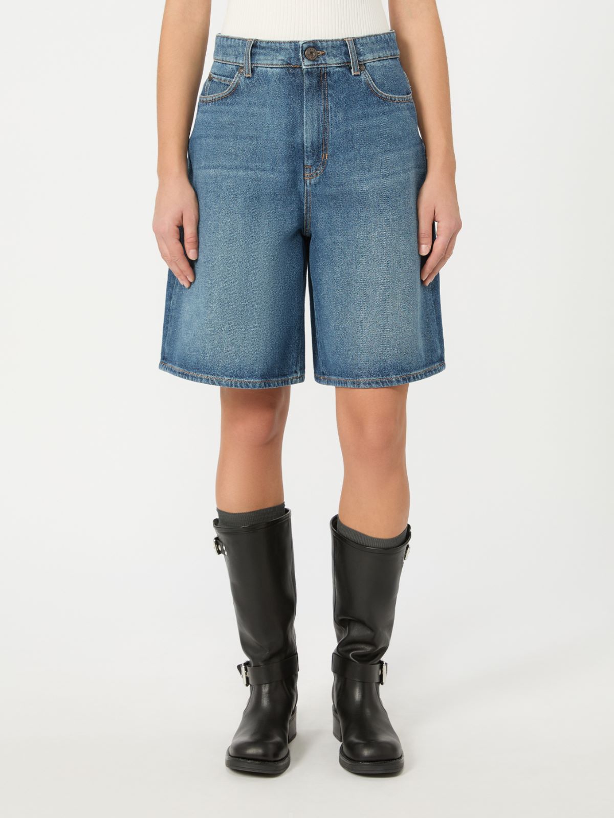 Cotton denim Bermuda shorts - NAVY - Weekend Max Mara - 2