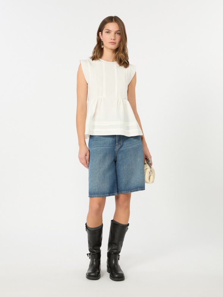 Cotton denim Bermuda shorts - NAVY - Weekend Max Mara