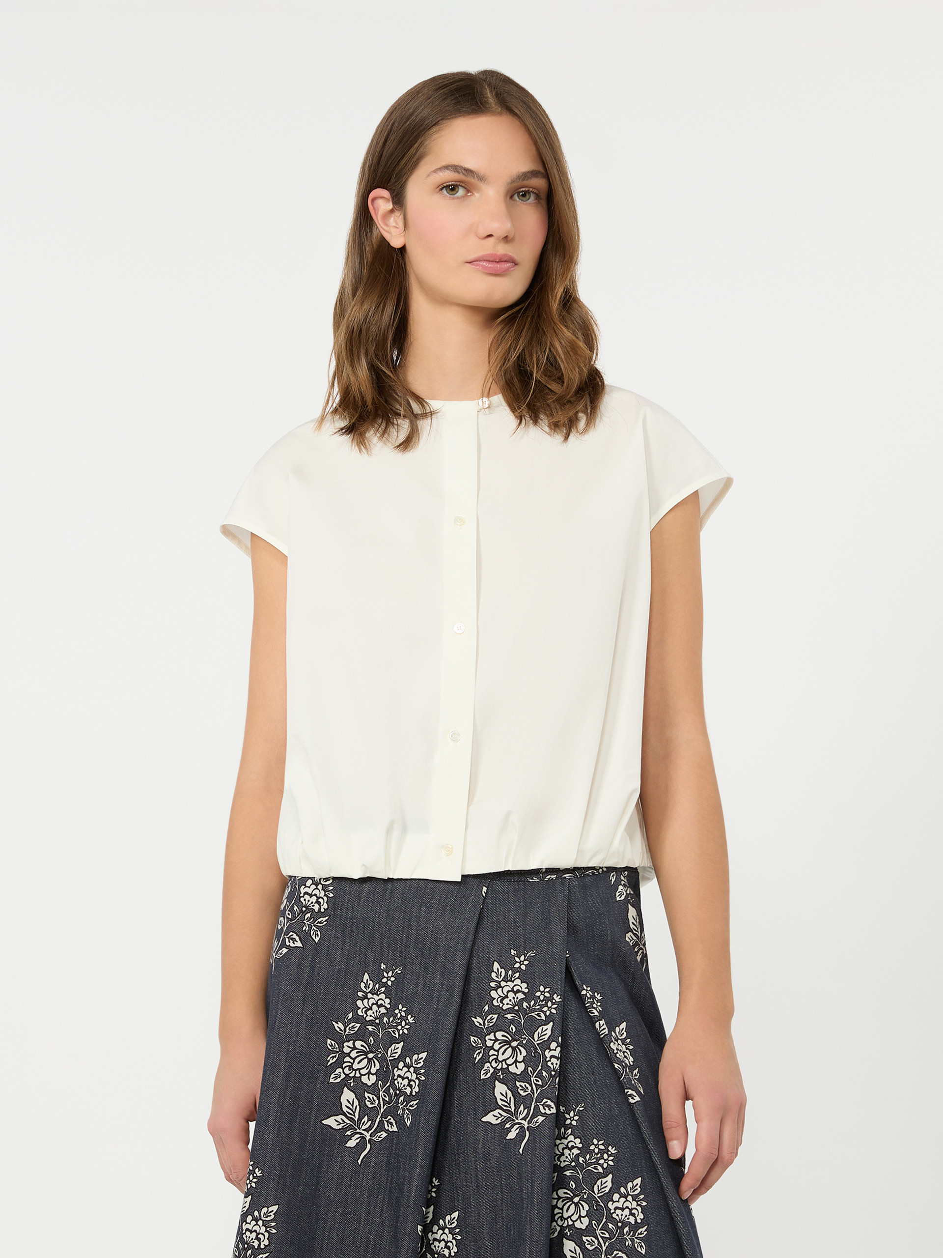 Cotton poplin crop top - WHITE - Weekend Max Mara - 2