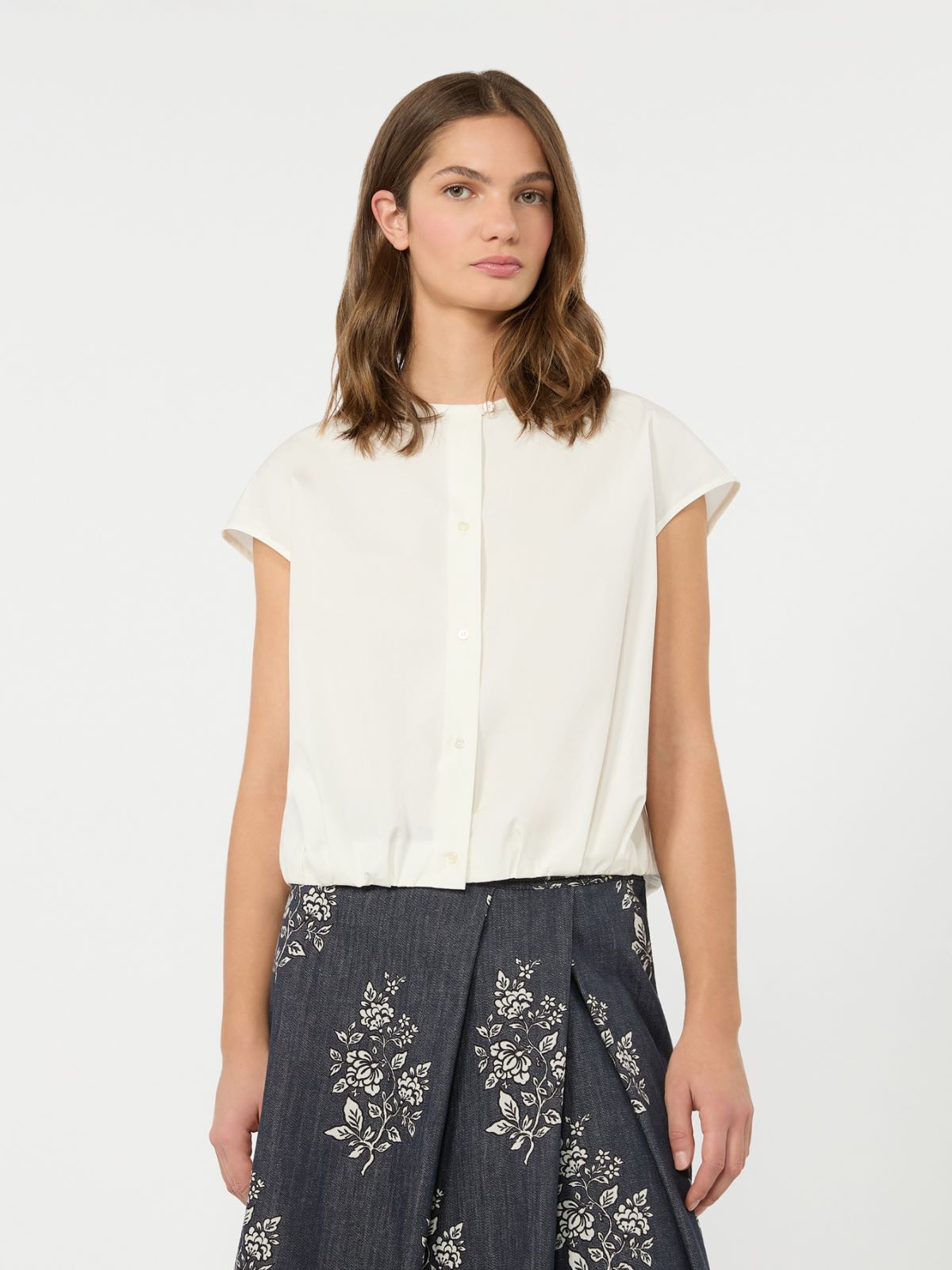 Cotton poplin crop top - WHITE - Weekend Max Mara - 2