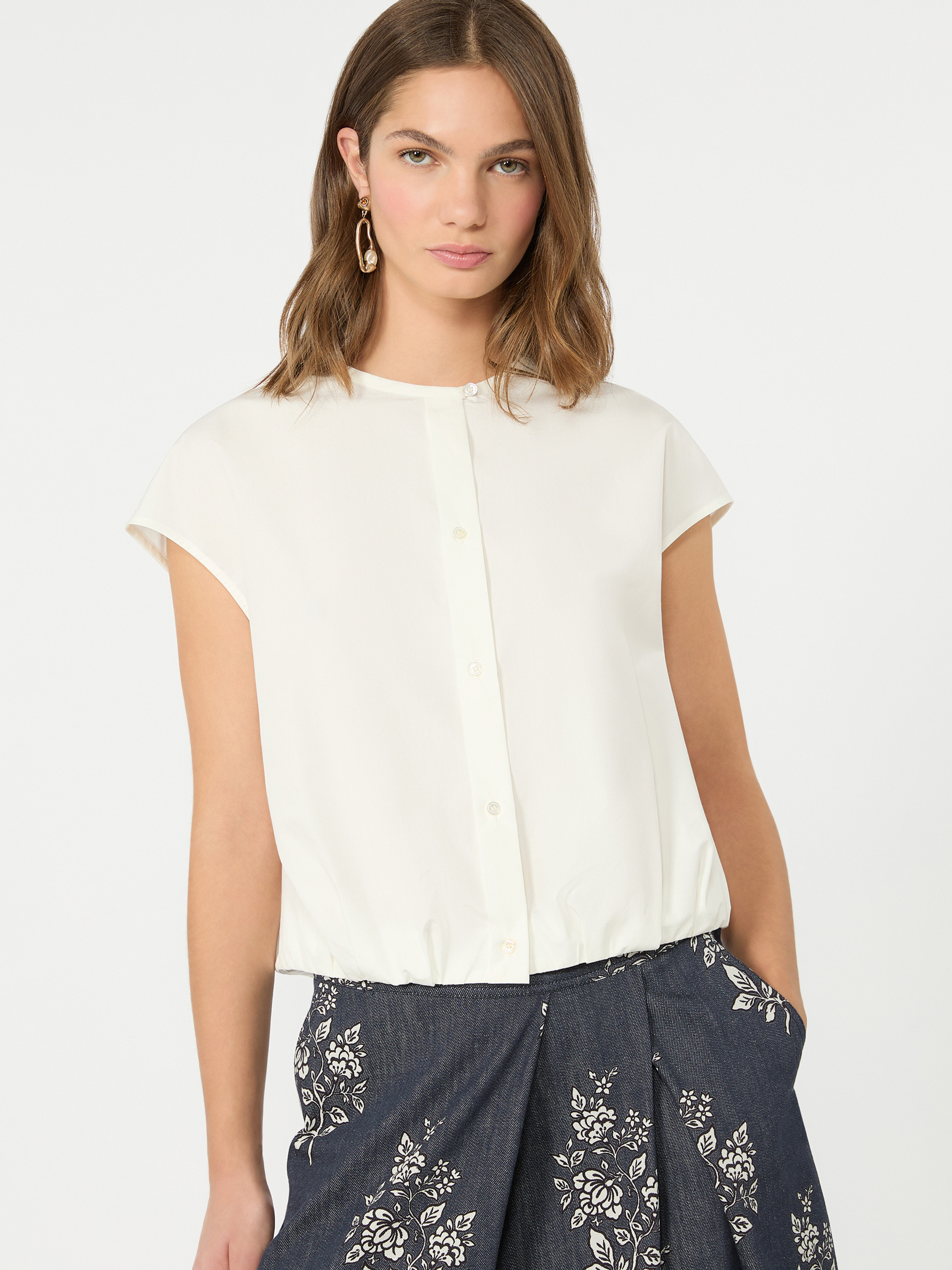 Cotton poplin crop top - WHITE - Weekend Max Mara - 4