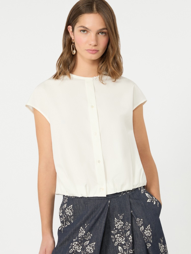 Cotton poplin crop top - WHITE - Weekend Max Mara