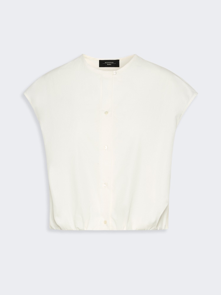 Cotton poplin crop top - WHITE - Weekend Max Mara - 6