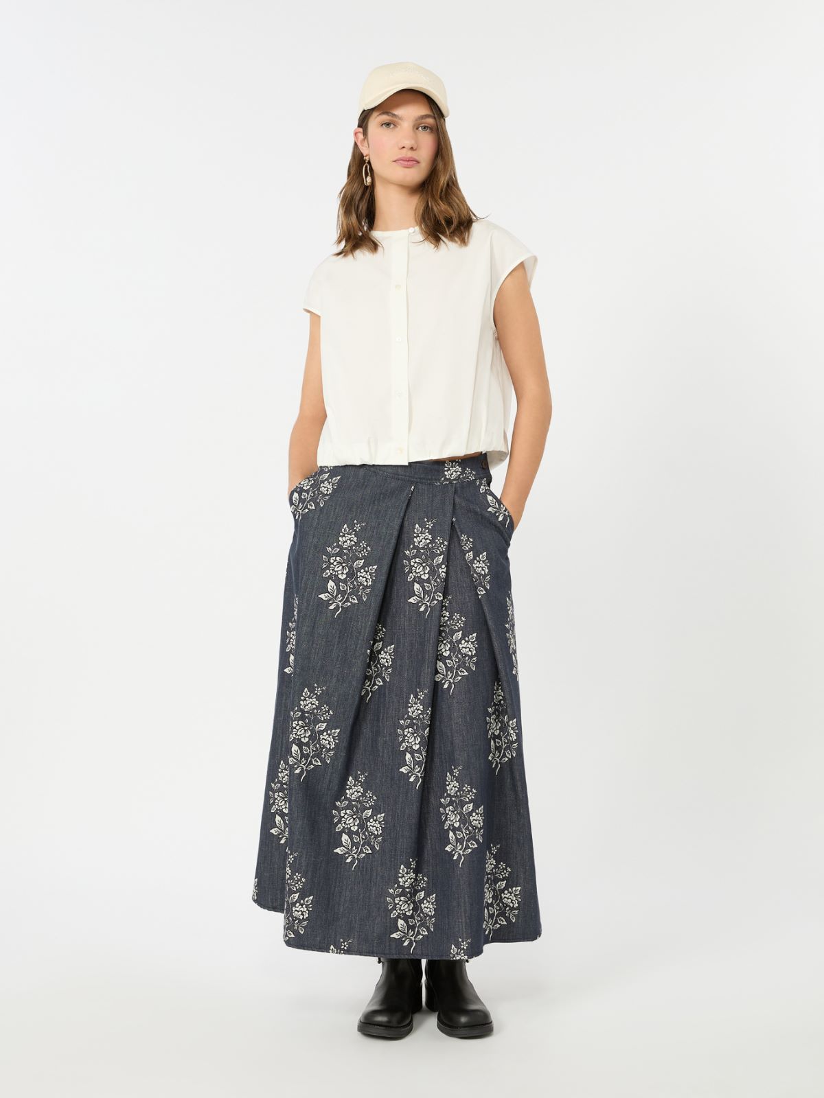 Cotton poplin crop top - WHITE - Weekend Max Mara