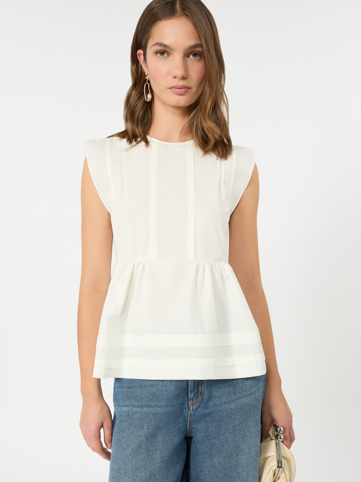 Sleeveless cotton poplin blouse - WHITE - Weekend Max Mara - 4
