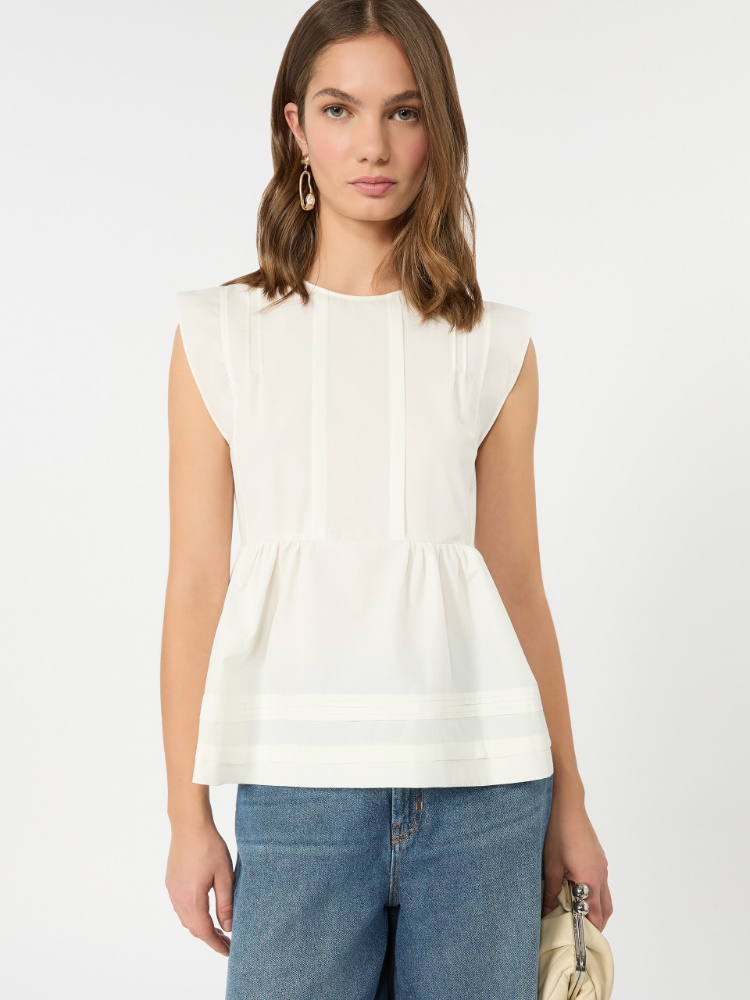 Sleeveless cotton poplin blouse - WHITE - Weekend Max Mara