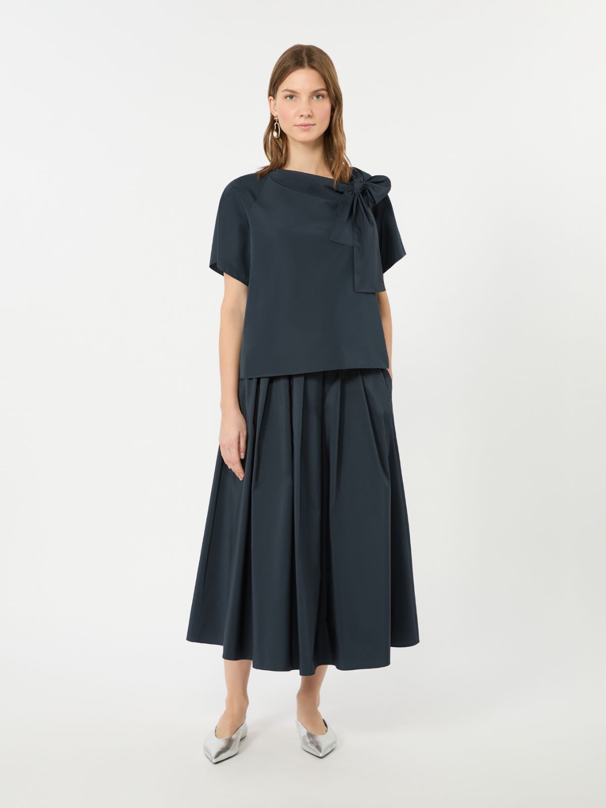 Cotton-blend taffeta blouse - NAVY - Weekend Max Mara