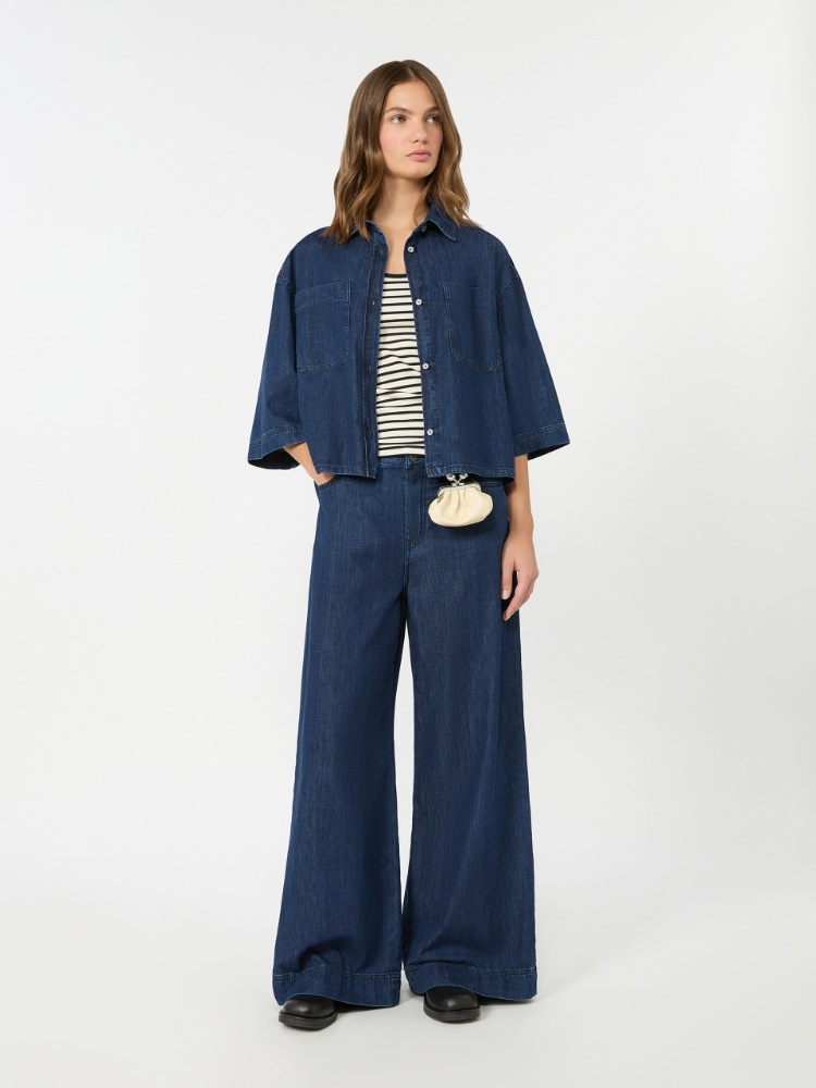 Cotton denim wide-leg jeans - NAVY - Weekend Max Mara