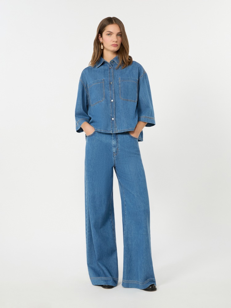 Cotton denim wide-leg jeans - NAVY - Weekend Max Mara
