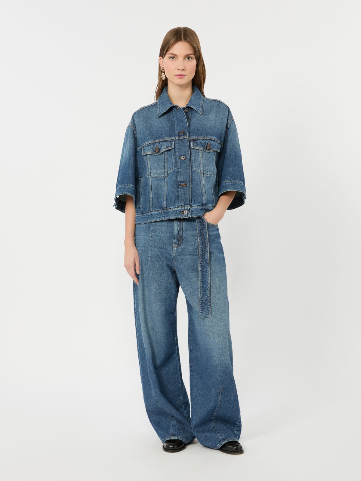 Wide-fit cotton denim jeans - NAVY - Weekend Max Mara