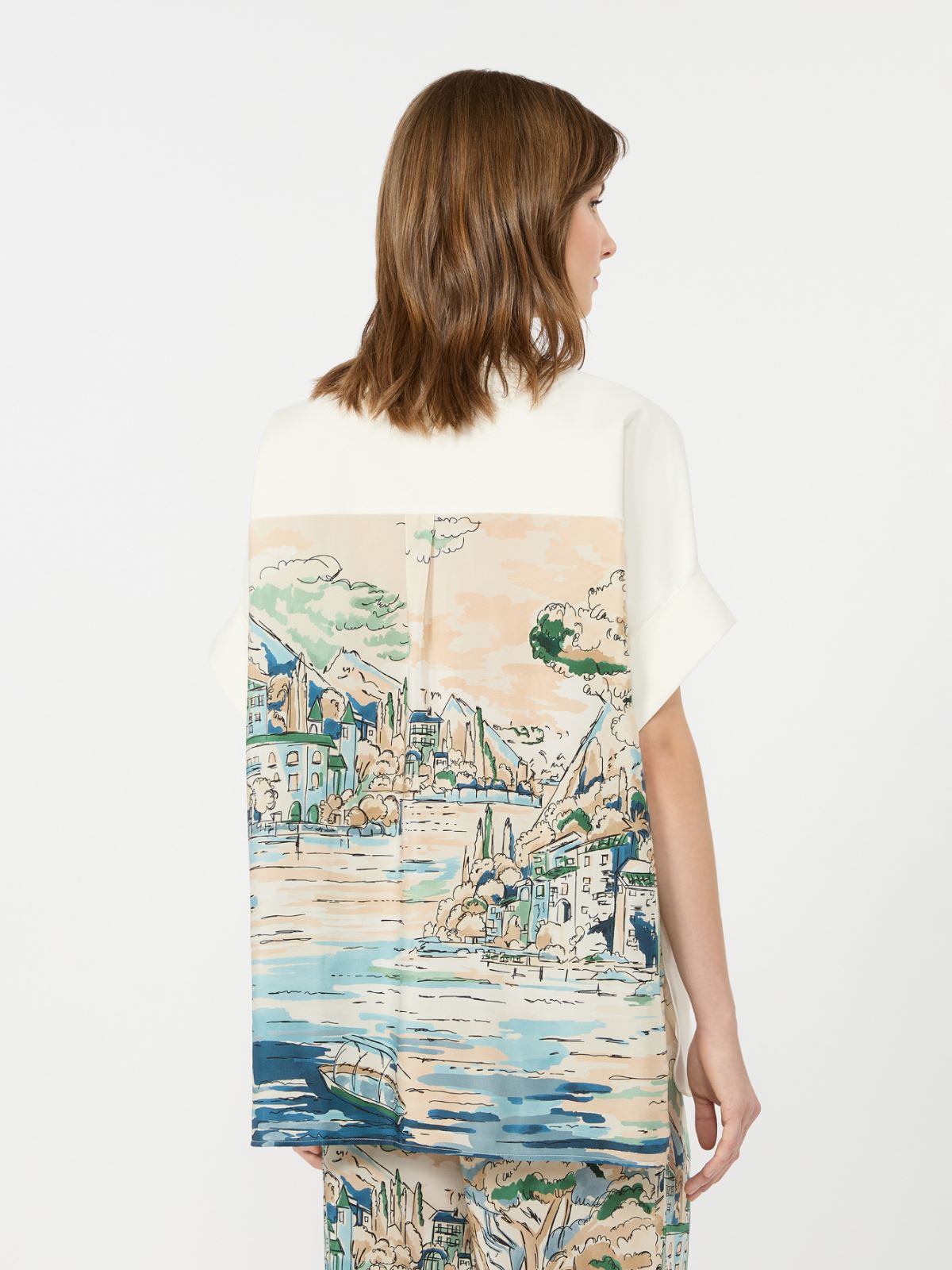 Cotton and printed silk shirt - WHITE - Weekend Max Mara - 3