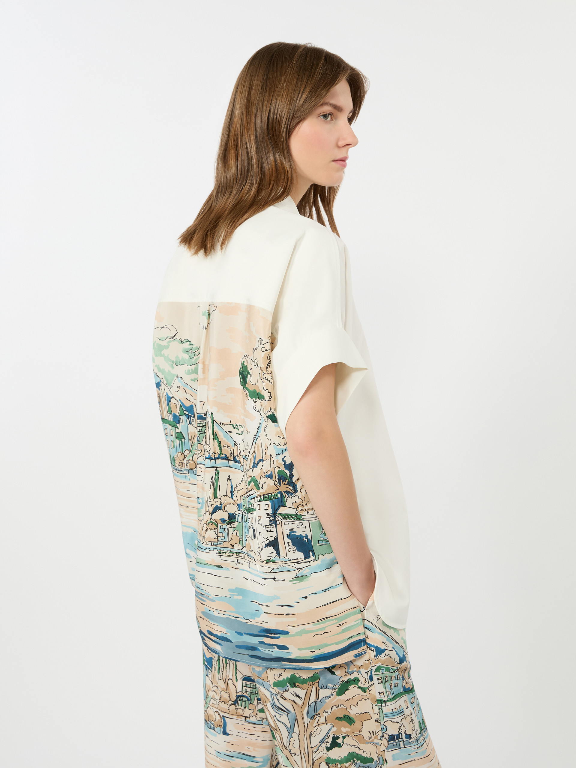 Cotton and printed silk shirt - WHITE - Weekend Max Mara - 4