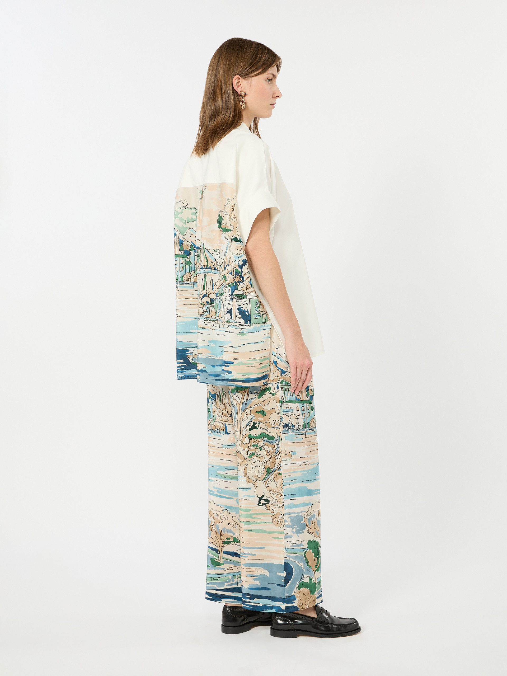 Cotton and printed silk shirt - WHITE - Weekend Max Mara