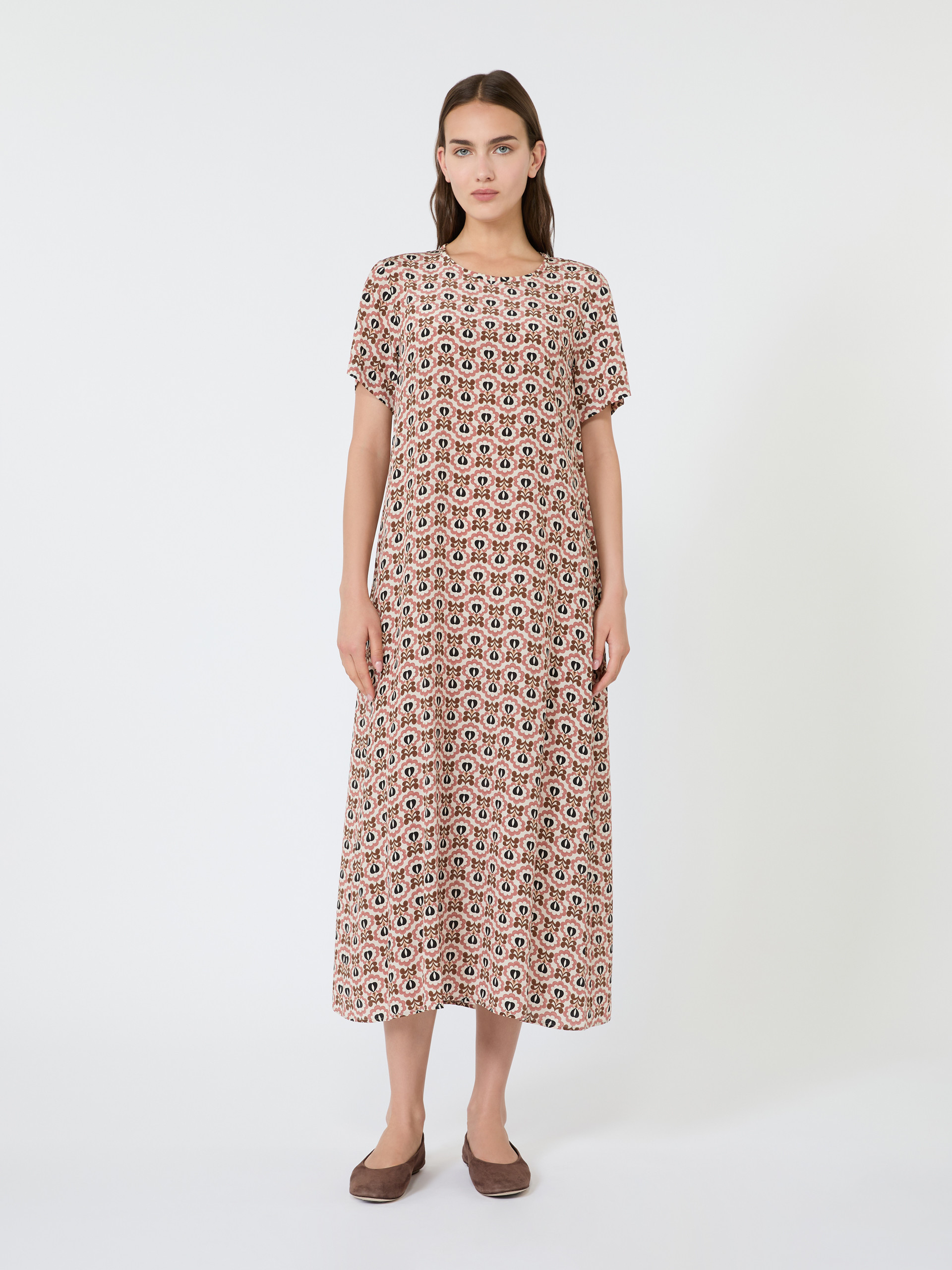 Printed silk T-shirt dress - ANTIQUE ROSE - Weekend Max Mara - 2