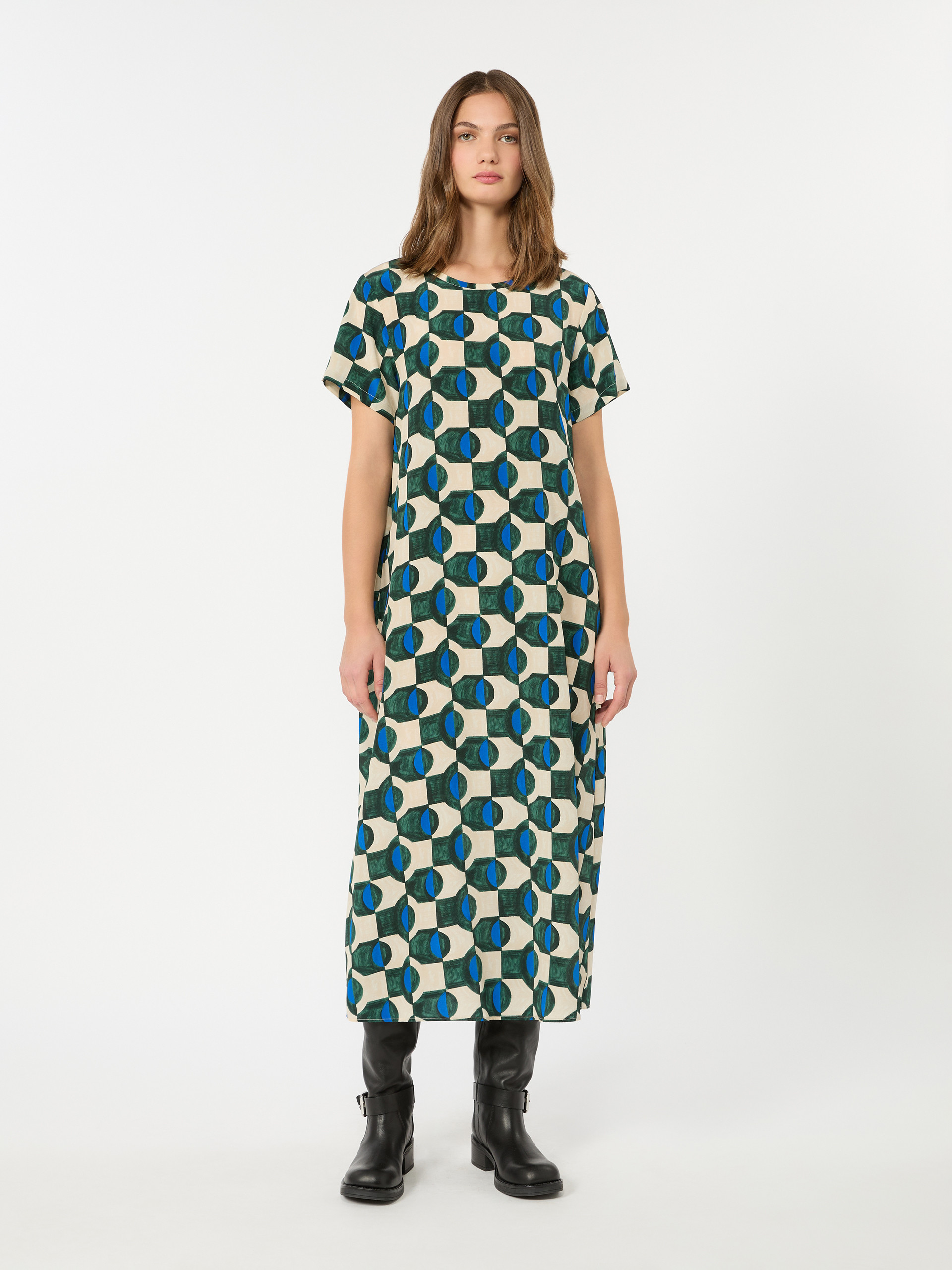 Printed silk T-shirt dress - DARK GREEN - Weekend Max Mara - 2