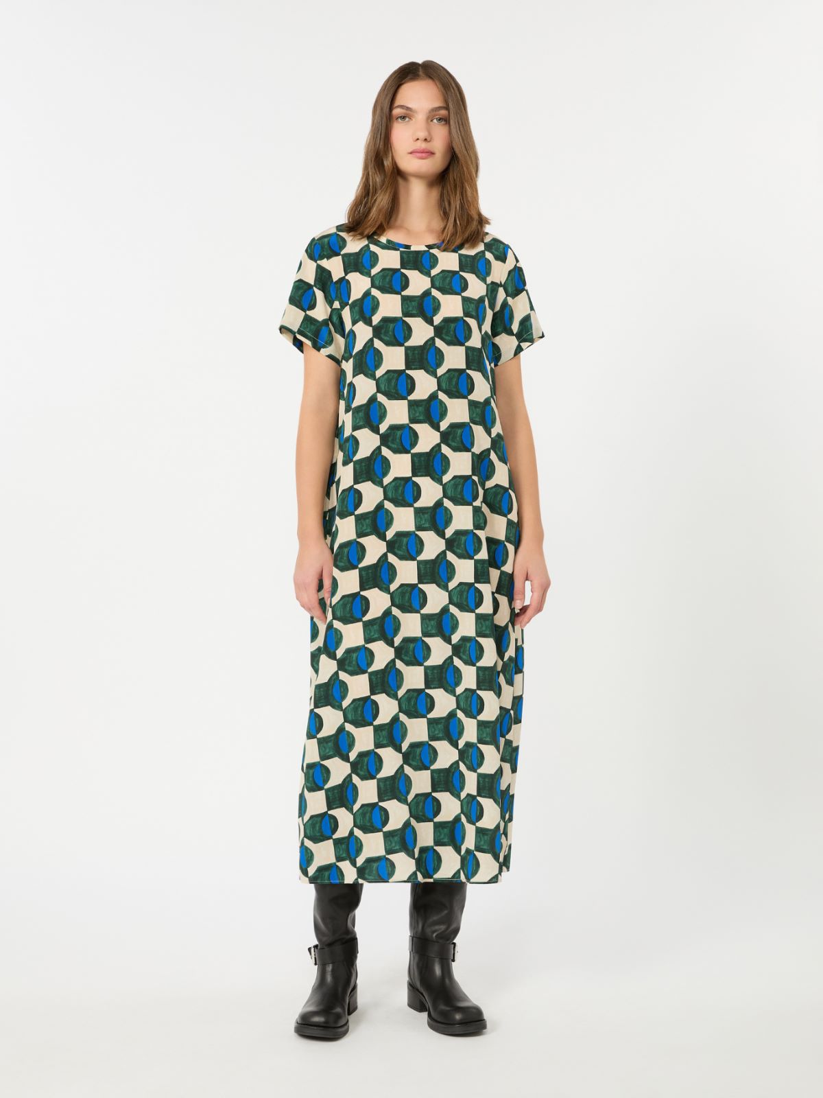Printed silk T-shirt dress - DARK GREEN - Weekend Max Mara - 2