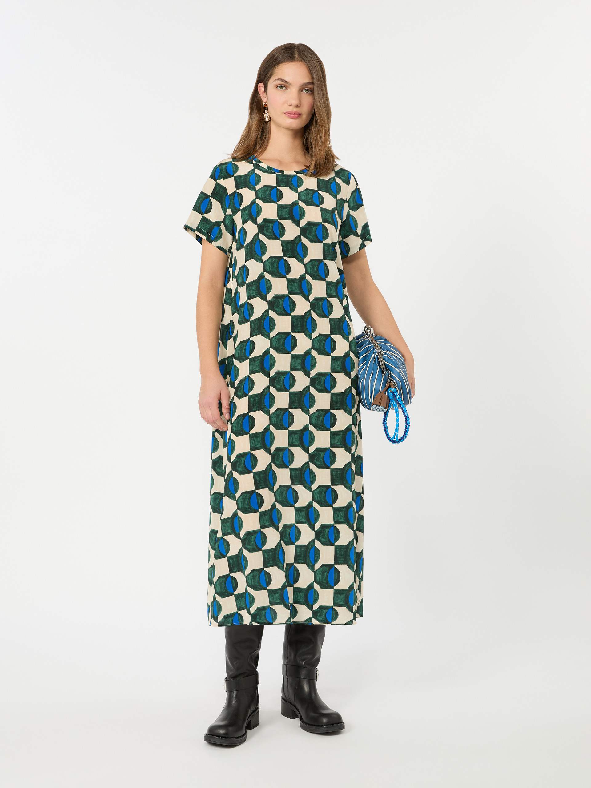 Printed silk T-shirt dress - DARK GREEN - Weekend Max Mara