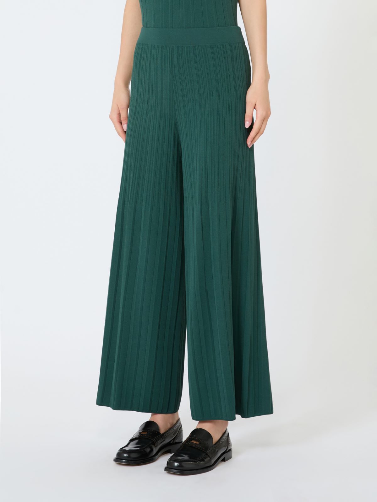 Plissé-pleated viscose yarn trousers - GREEN - Weekend Max Mara - 2