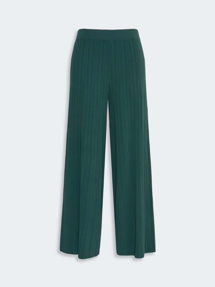 Plissé-pleated viscose yarn trousers - GREEN - Weekend Max Mara