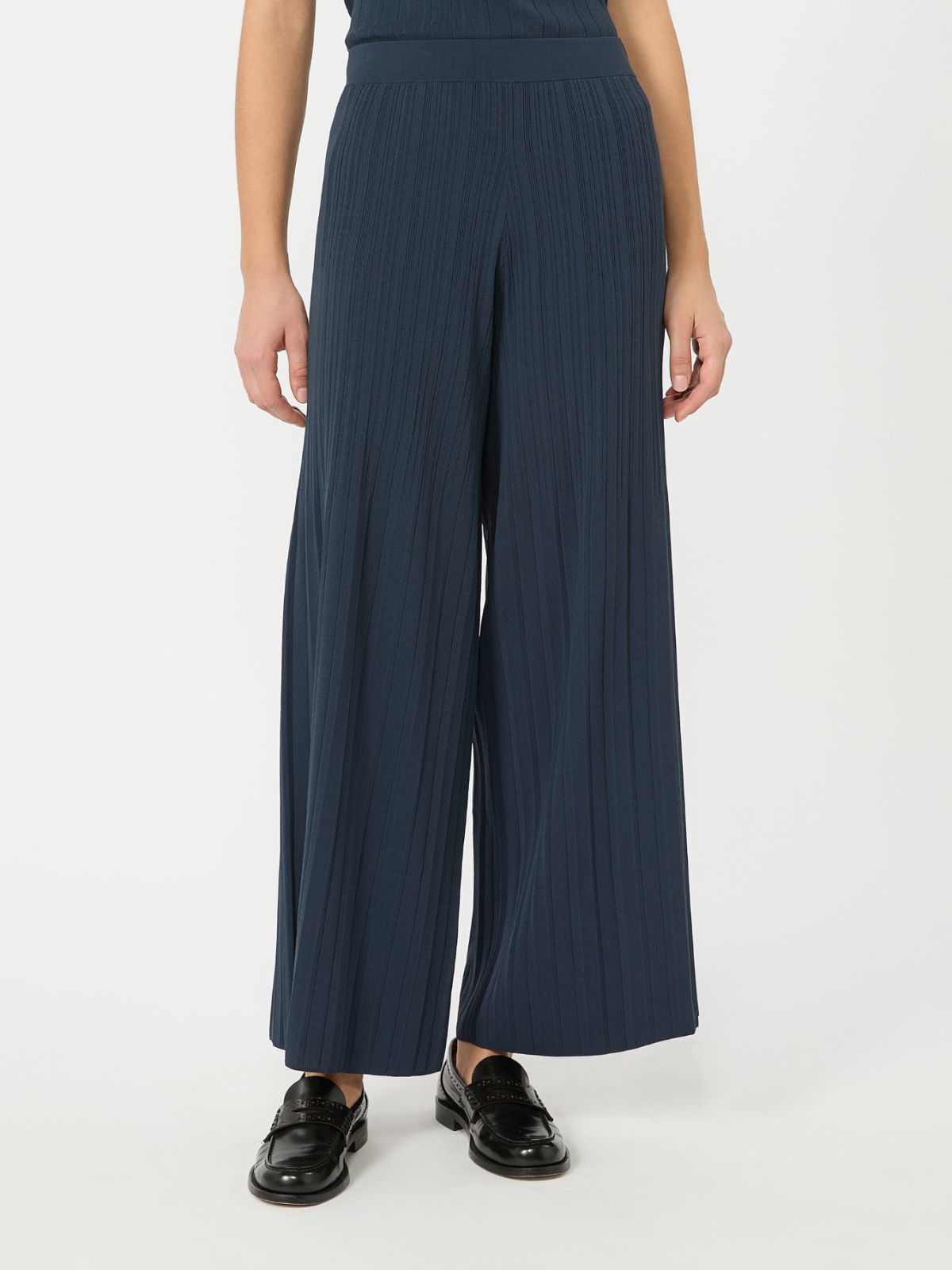 Plissé-pleated viscose yarn trousers - NAVY - Weekend Max Mara - 2