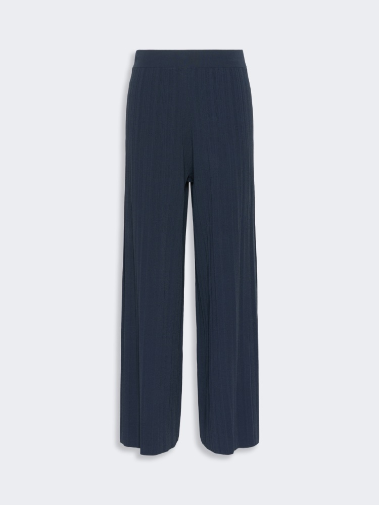 Plissé-pleated viscose yarn trousers - NAVY - Weekend Max Mara - 5