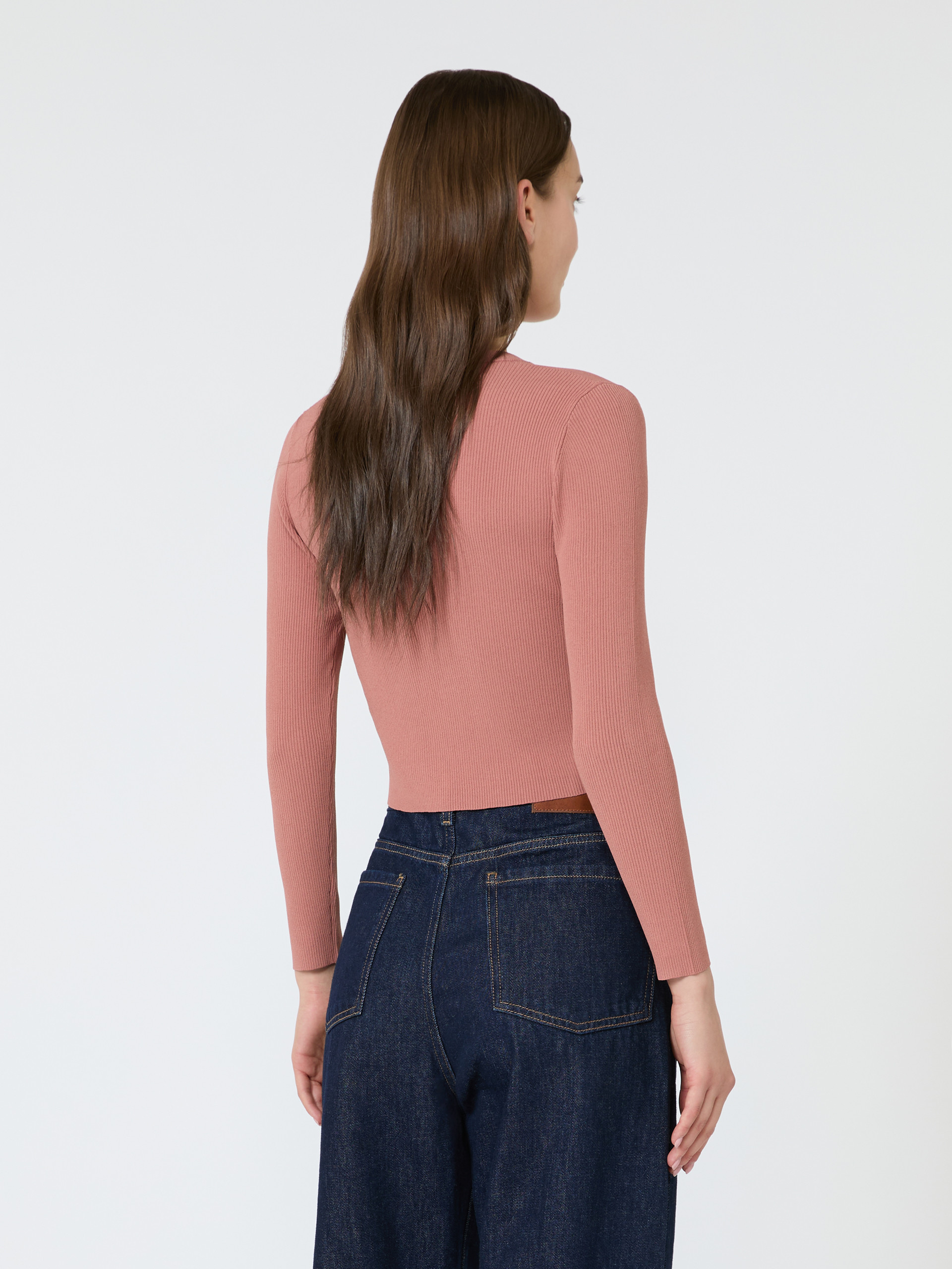 Cardigan a costine in filato di viscosa - TERRACOTTA - Weekend Max Mara - 3