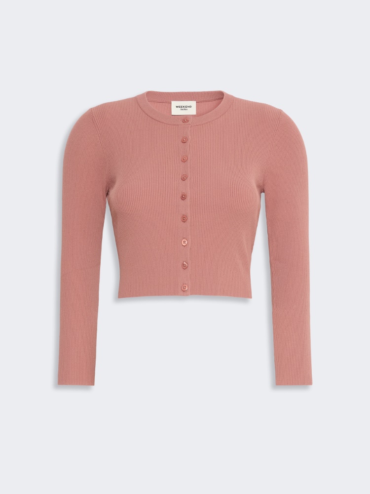 Fine rib-knit viscose yarn cardigan - Weekend Max Mara - 2