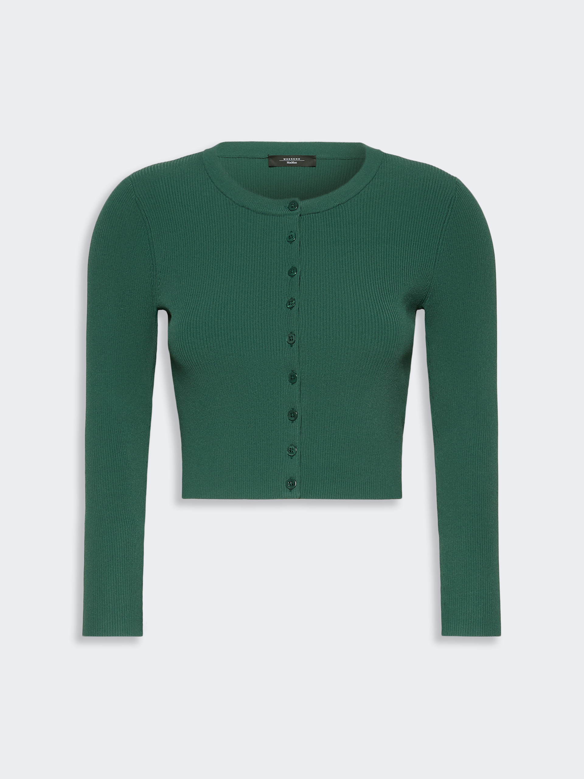 Fine rib-knit viscose yarn cardigan - GREEN - Weekend Max Mara - 5