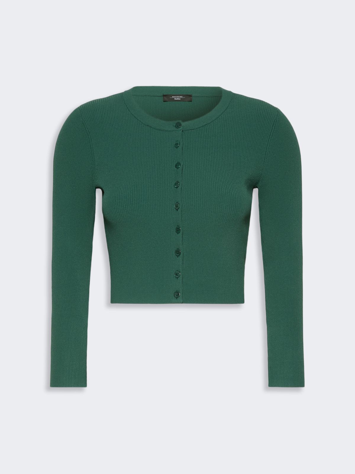 Fine rib-knit viscose yarn cardigan - GREEN - Weekend Max Mara - 5