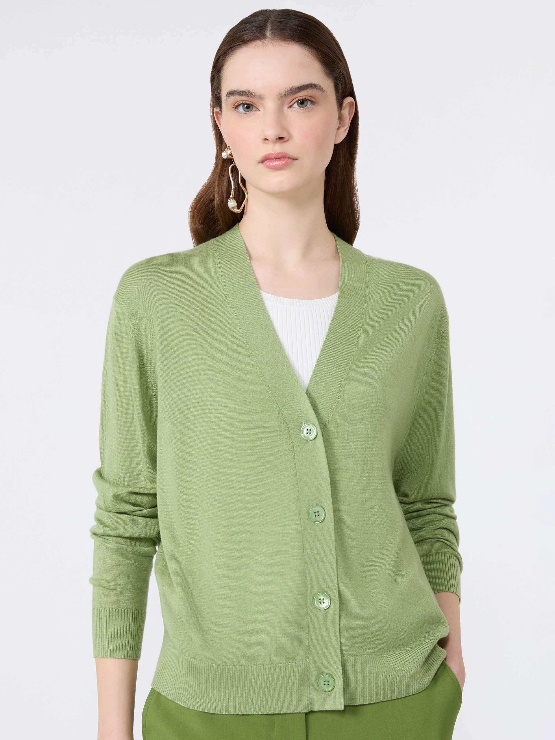 Wool, silk and cashmere V-neck cardigan - Weekend Max Mara - 4