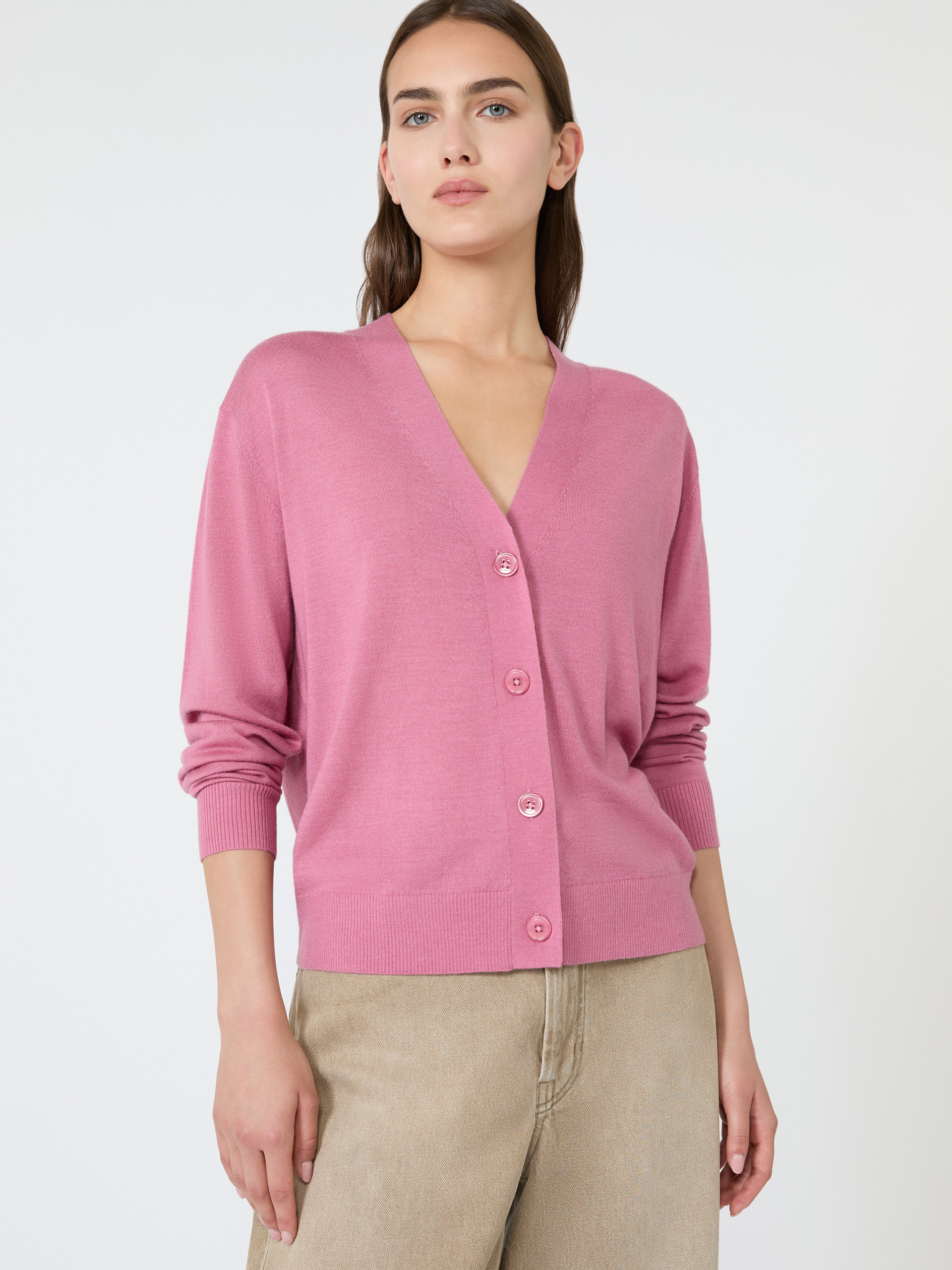 Wool, silk and cashmere V-neck cardigan - Weekend Max Mara - 4