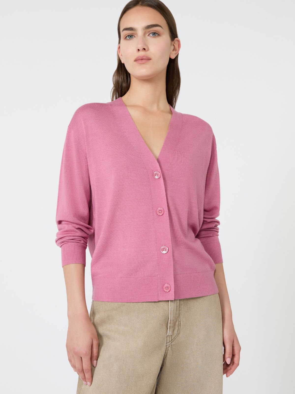 Wool, silk and cashmere V-neck cardigan - Weekend Max Mara - 4