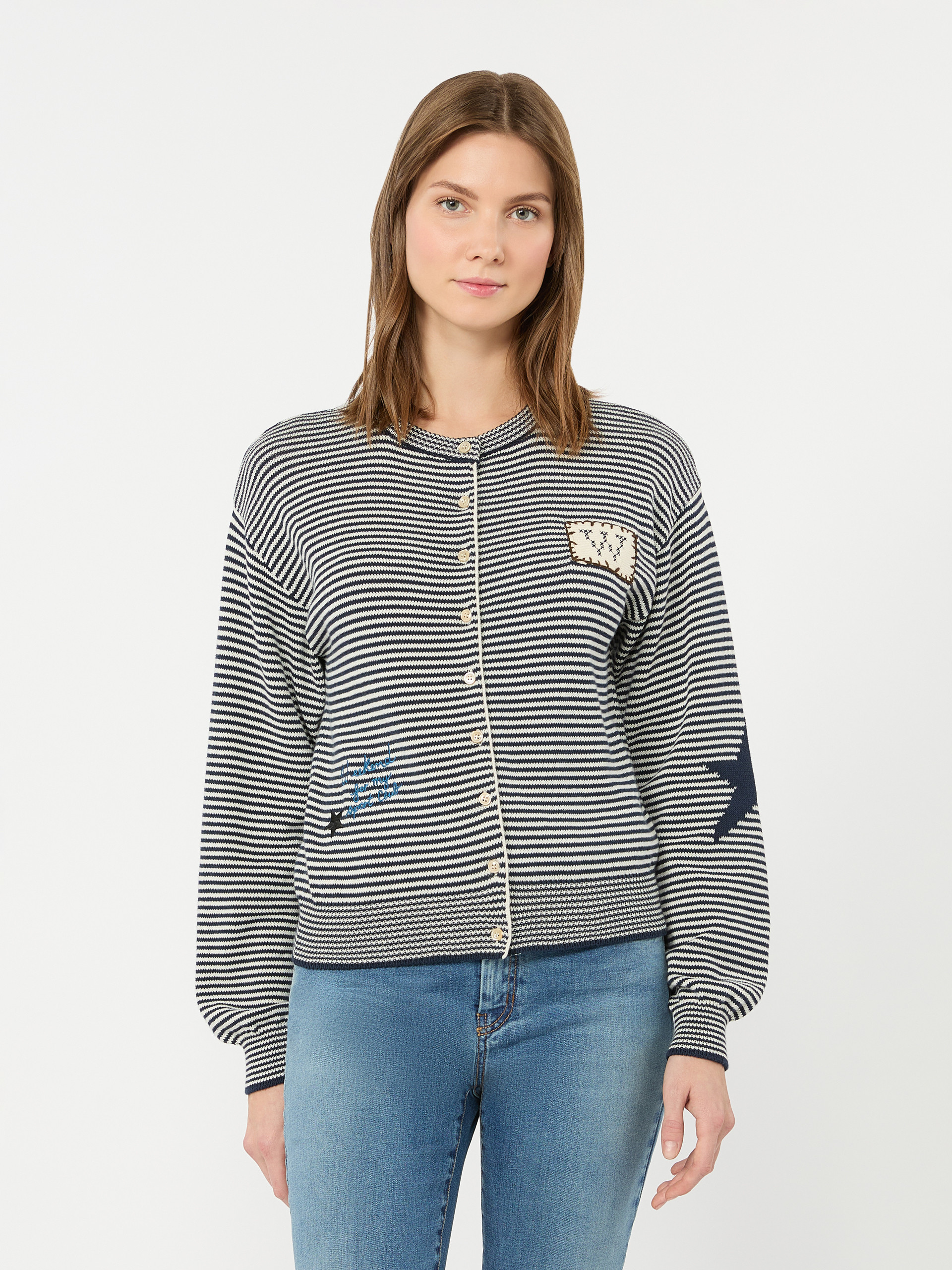 Inlay-detail cotton yarn cardigan - Weekend Max Mara - 2