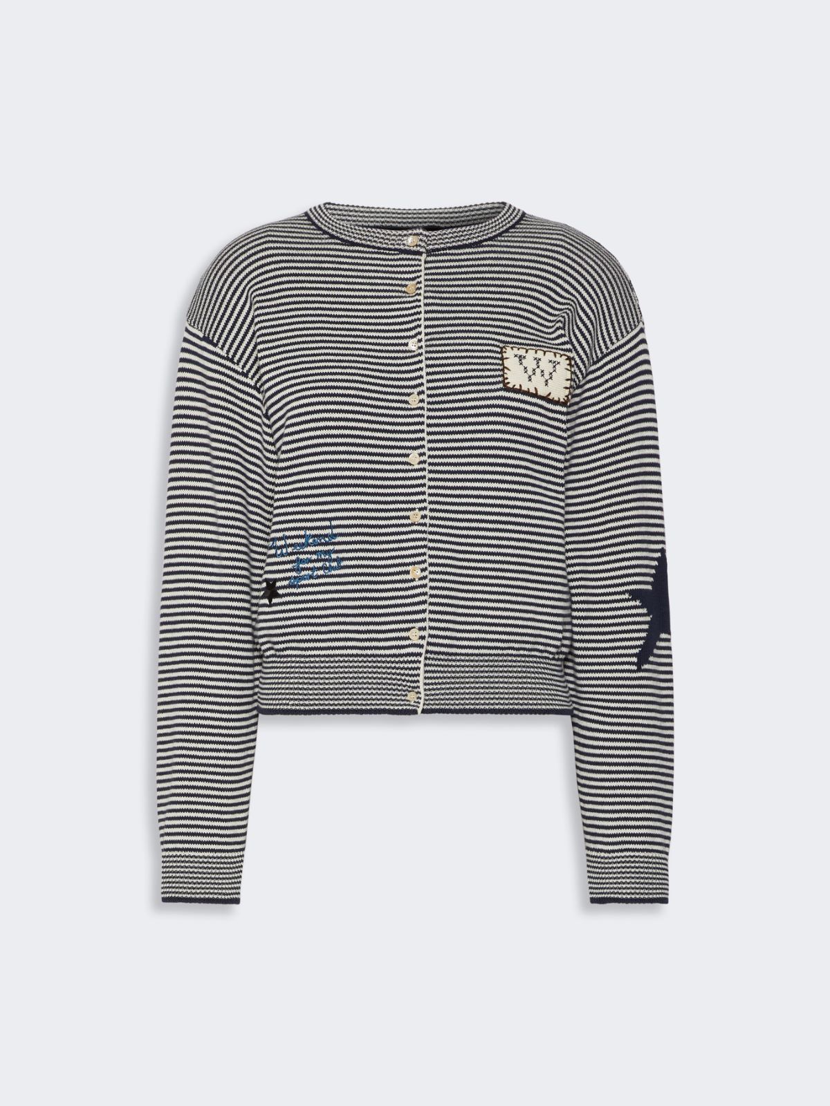 Inlay-detail cotton yarn cardigan - Weekend Max Mara - 5
