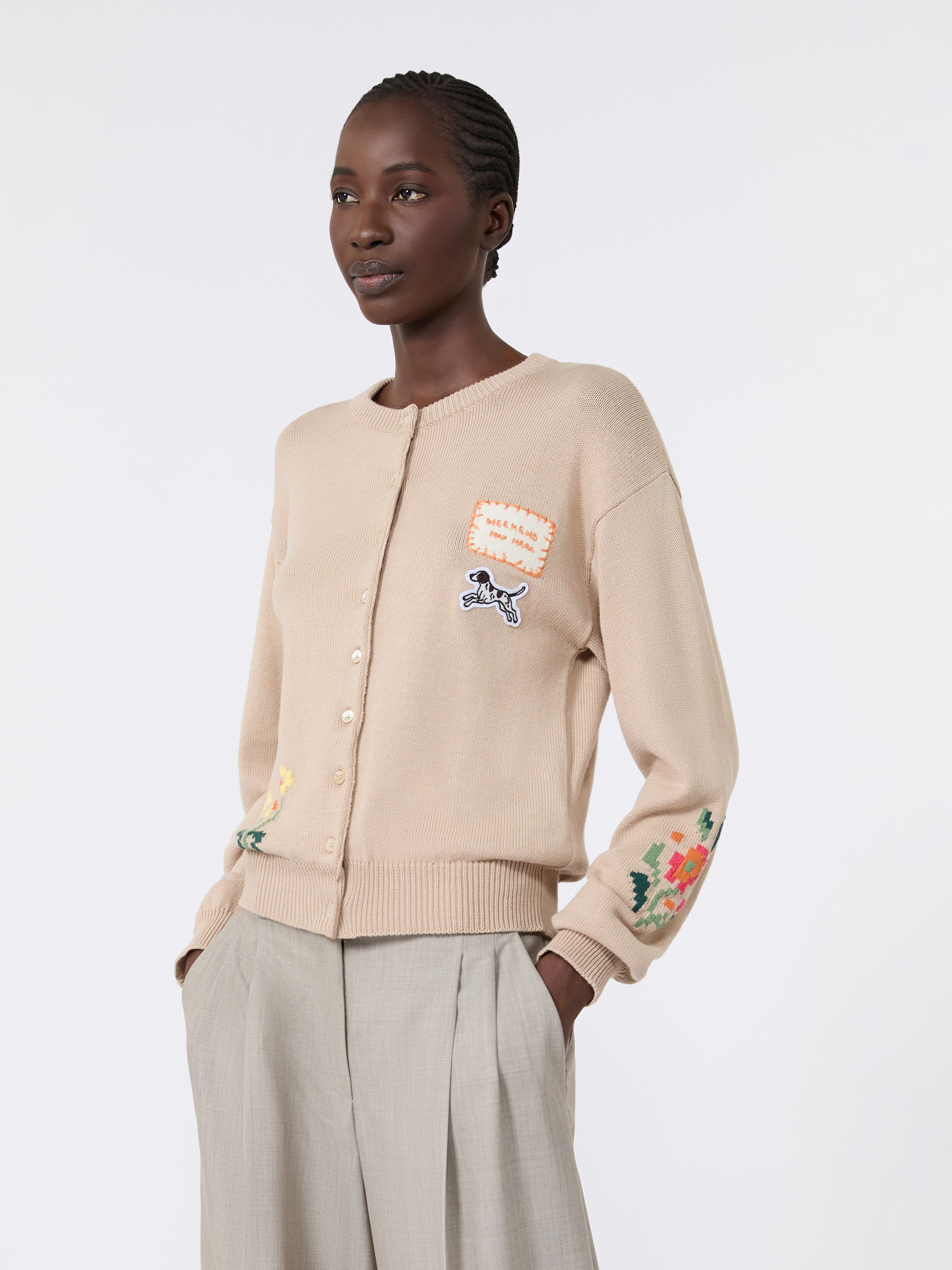 Inlay-detail cotton yarn cardigan - Weekend Max Mara - 2