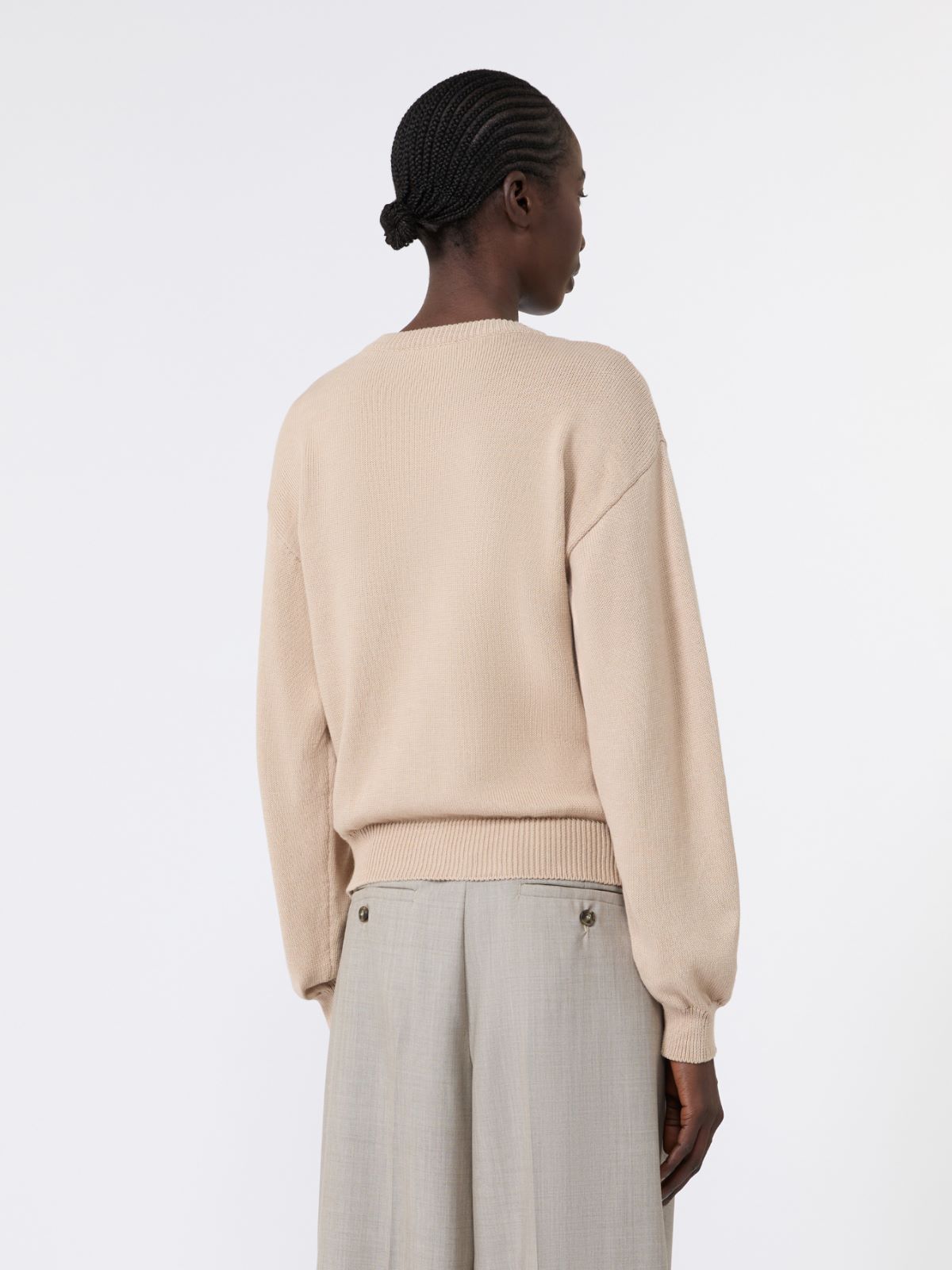 Inlay-detail cotton yarn cardigan - Weekend Max Mara - 3