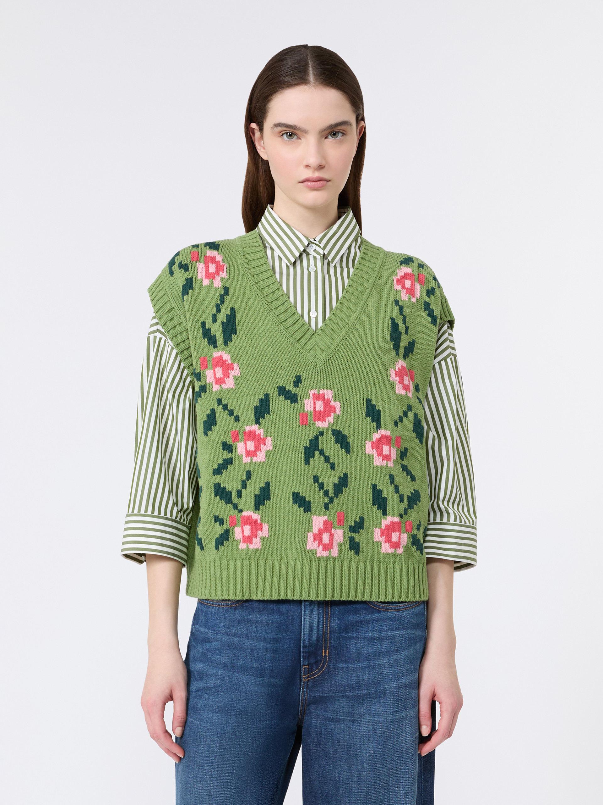 Inlaid cotton-blend gilet - GREEN - Weekend Max Mara - 2