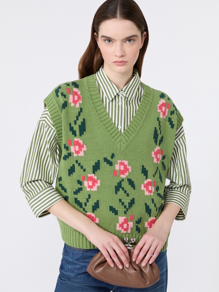 Inlaid cotton-blend gilet - GREEN - Weekend Max Mara
